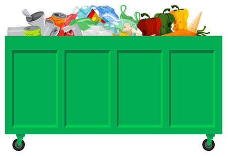 A green garbage collecting illustrationのイラスト素材