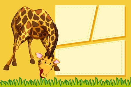 A giraffe on blank note illustrationのイラスト素材