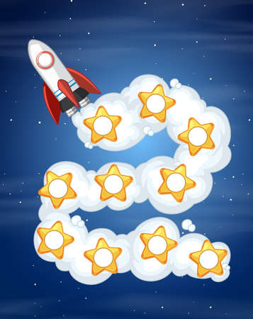 Rocket space game template illustrationのイラスト素材