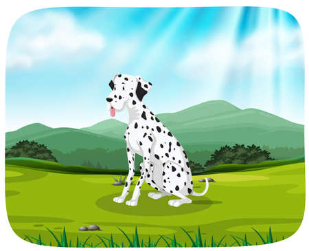 Dalmatian on nature scene illustrationのイラスト素材