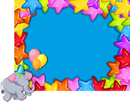 Elephant on party border illustrationのイラスト素材