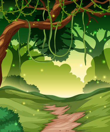 Pathway in a Forest illustrationのイラスト素材