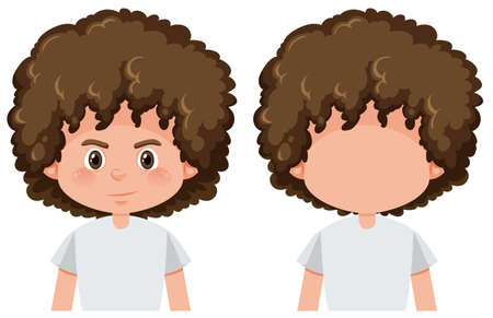 Boy With and Without Face illustrationのイラスト素材