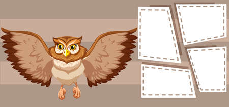 Owl on note template illustrationのイラスト素材