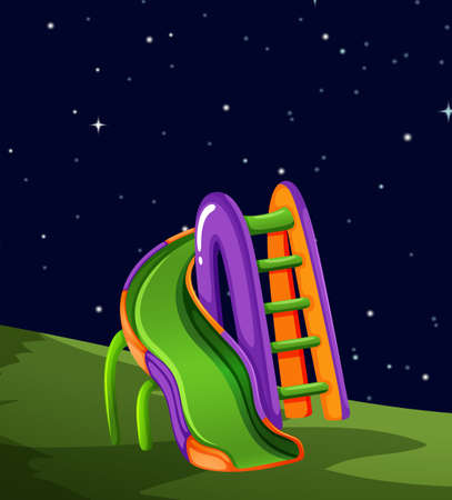 Playground at night scene illustrationのイラスト素材