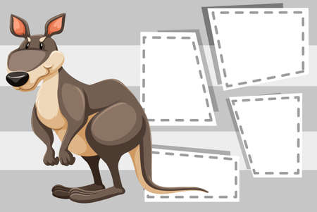 Kangaroo on note template illustrationのイラスト素材