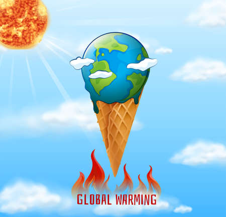A global warming icon illustrationのイラスト素材