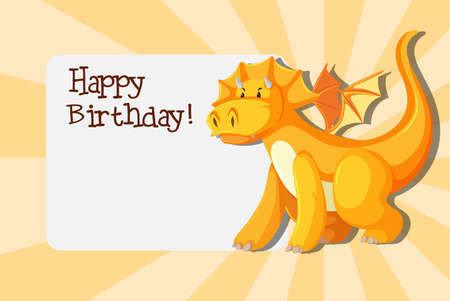 Dragon on birthday template illustrationのイラスト素材