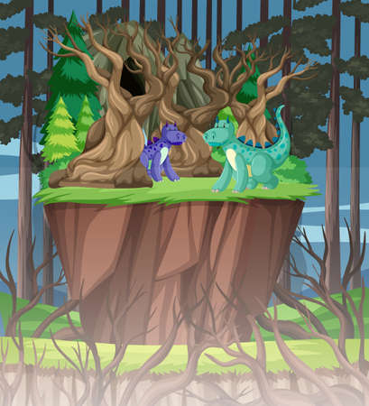 Dragon in the forest illustrationのイラスト素材