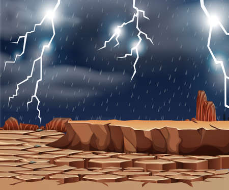 Bad weather at te dry land illustration
