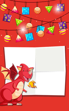 Dragon on party template illustrationのイラスト素材