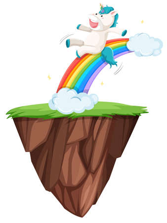 Unicorn slide the rainbow illustrationのイラスト素材