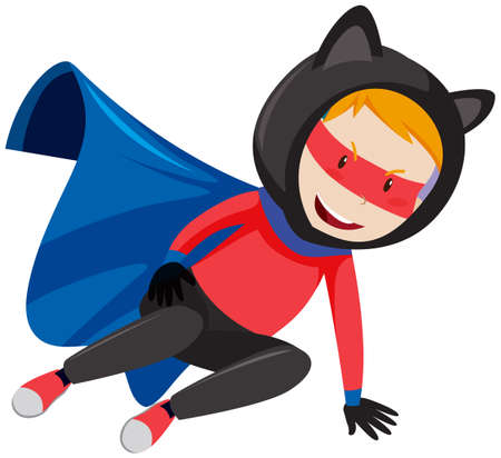 Fun boy super hero illustrationのイラスト素材