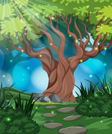 A tropical rainforest background illustrationのイラスト素材