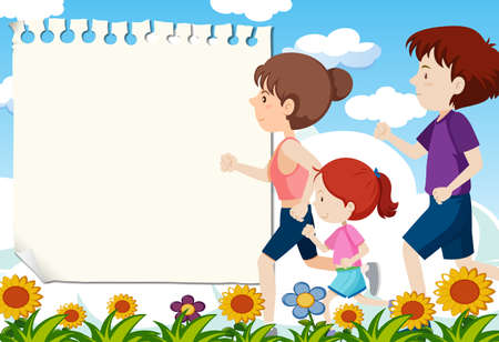 People running with note template illustrationのイラスト素材