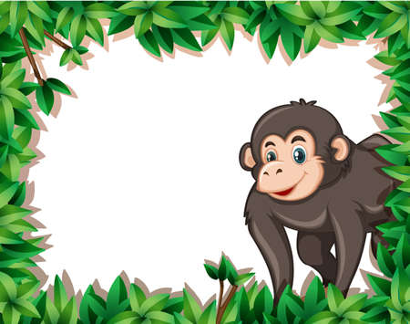 Monkey on nayure frame illustrationのイラスト素材