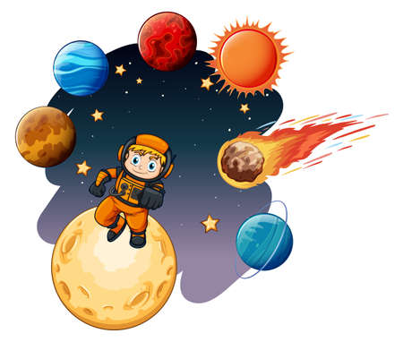 A space galaxy scene illustrationのイラスト素材