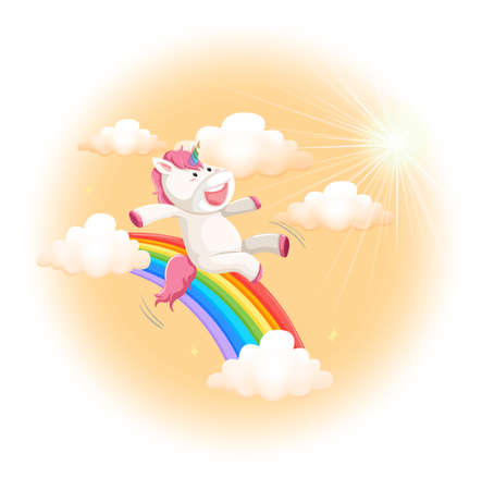 cute cartoon unicorn concept illustrationのイラスト素材