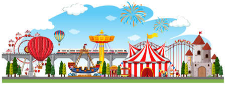 A circus panorama scene illustrationのイラスト素材
