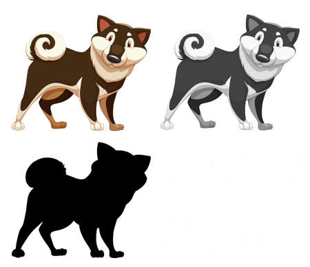 Set of dog character illustrationのイラスト素材