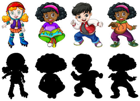 Set of different children illustrationのイラスト素材