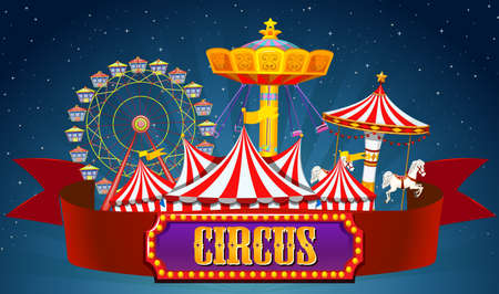 A circus banner on sky illustrationのイラスト素材