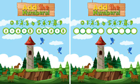 Add the numbers maths template illustrationのイラスト素材