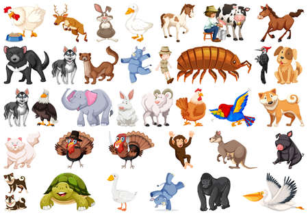 Set of different animals illustrationのイラスト素材