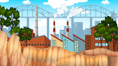 Natural environment scenes landscape illustrationのイラスト素材