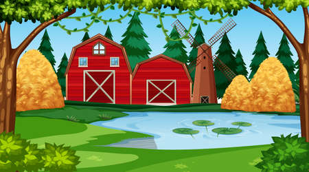 Nature scene landscape template  illustrationのイラスト素材