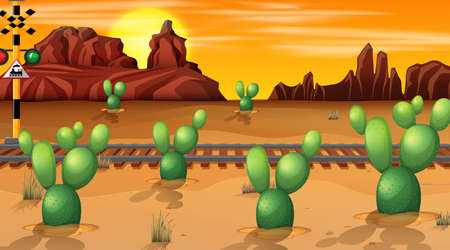 Nature scene landscape template  illustrationのイラスト素材