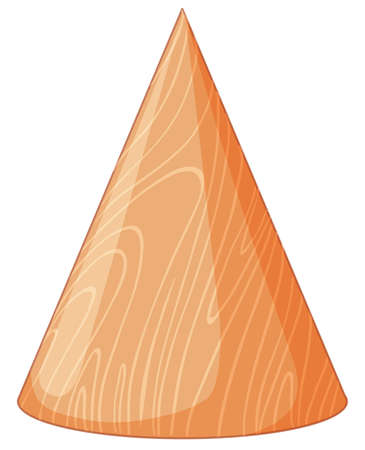 Wooden cone shape 3D object illustrationのイラスト素材