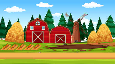 Nature scene landscape template  illustrationのイラスト素材