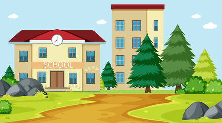 Natural environment scenes landscape illustrationのイラスト素材