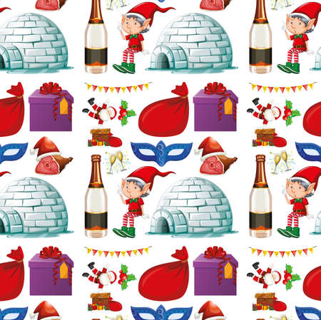 Seamless background design with christmas theme illustrationのイラスト素材