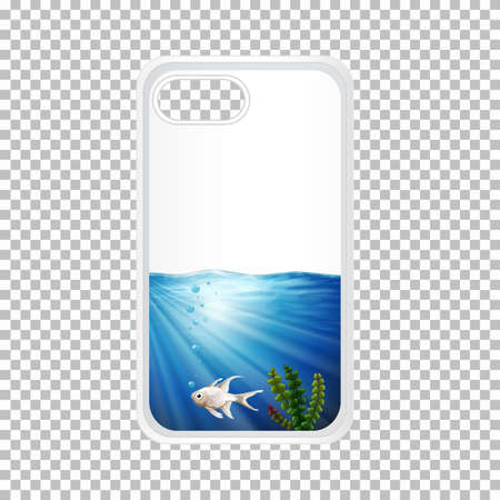 Telephone case design with fish under the ocean illustrationのイラスト素材