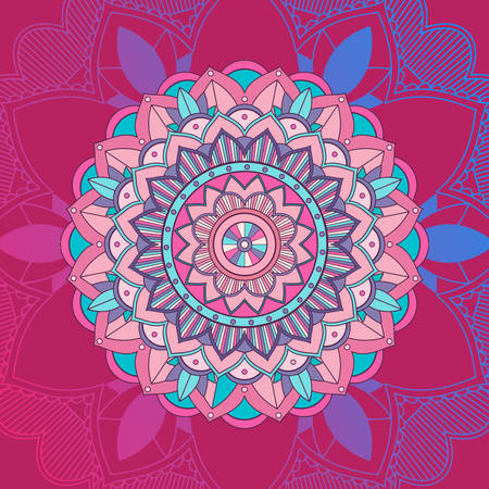 Mandala design in pink and blue color illustrationのイラスト素材