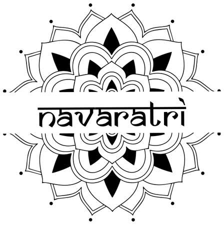 Poster design for Navaratri with mandala pattern illustrationのイラスト素材