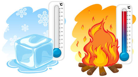 Two thermometers for winter and summer illustrationのイラスト素材