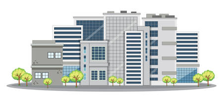 Many office buildings in city illustrationのイラスト素材
