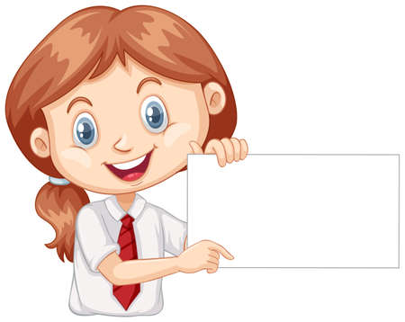 One happy girl blank sign illustrationのイラスト素材