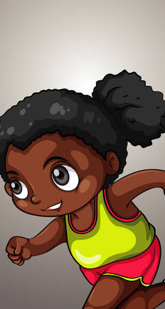 Happy girl running alone illustrationのイラスト素材
