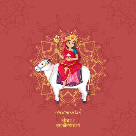 Navarati festival poster design with goddess illustration