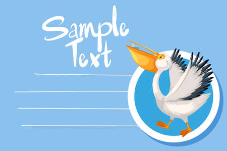 Card template with cute pelican bird illustrationのイラスト素材