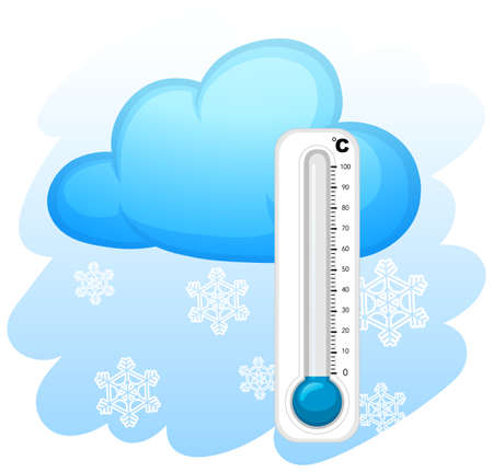Thermometer with snowflakes background illustrationのイラスト素材