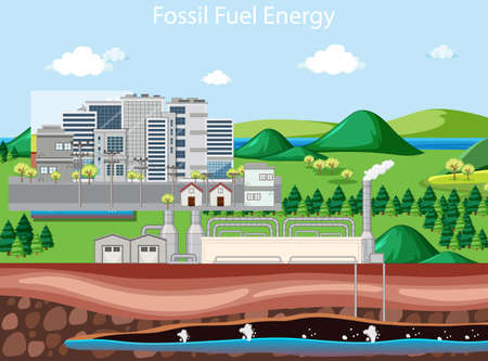 Scene describing fossil fuel energy illustrationのイラスト素材