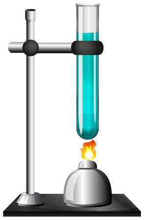 Test tube with liquid inside on ring stand illustrationのイラスト素材