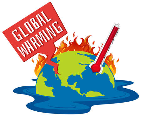 Global warming with earth on fire illustrationのイラスト素材