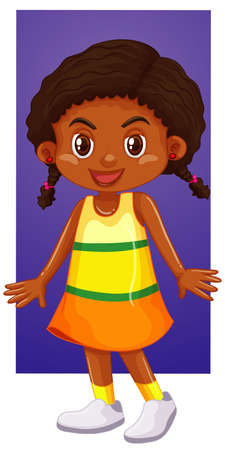 Happy girl in yellow dress illustrationのイラスト素材