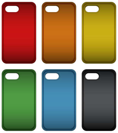 Telephone case in six different colors illustrationのイラスト素材